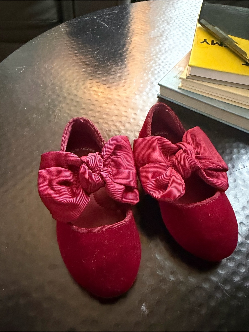 Cat & Jack Bow Velvet Ballet Flats - Red